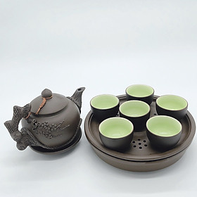 Mua Bộ ấm chén / bộ bình trà gốm cội nguồn đắp nổi (dáng 2 khay)