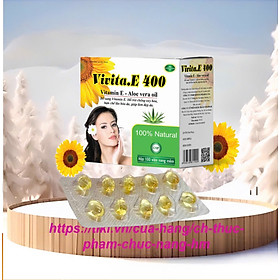 Vitamin E /Vivita.E 400 (vỉ 100 viên) ROXTECH bố sung vitamin E 400iu giúp đẹp da, ngừa lão hóa da, 100 viên