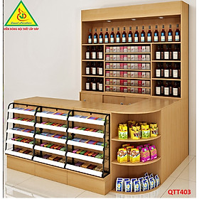 Mua Quầy tính tiền  Bàn thu ngân cho cửa hàng tiện lợi  siêu thị mini  shop  QTT403 - Nội thất lắp ráp Viễn Đông ADV