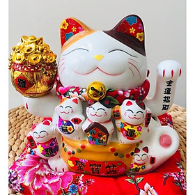 Mèo Thần Tài Thiên Kim Vạn Lượng - Gốm sứ Nhật cao cấp - 16cm - HCM