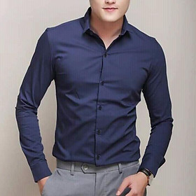 Áo sơ mi nam dài tay Hàn Quốc dáng ôm sơ mi nam trắng cổ bẻ vải lụa thái chống nhăn chống xù ARU SHOP