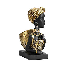 Decorative Lady Statue Sculpture African Ornament Resin Desktop Bedroom Home