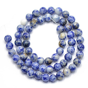 Smooth Round Gemstone Loose Beads Natural Blue Spot Jasper Beads Jewelery