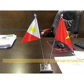 Cờ để bàn inox đế vuông Việt Nam - Philippines