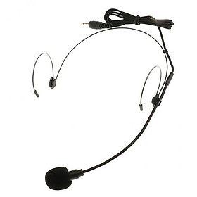 10xDouble Ear Hook Wired Headset Headworn Microphone Black 3.5mm Straight Angle