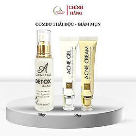 Combo kem giảm mụn, thải độc da, se khít lỗ chân lông Acosmetics, kem giảm mụn siêu tốc độ, detox bọt biển 100g