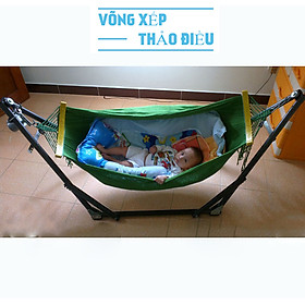 Bộ võng xếp cho trẻ em sơn tĩnh điện thép phi 32 ( khung và lưới võng)