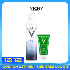 Bộ Xịt Khoáng Dưỡng Da Vichy Mineralizing Thermal Water 300ml Và Sữa Rửa Mặt Dạng Gel Normaderm Physolution Intensive Purifying Gel 50ml