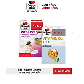 Bộ đôi dưỡng thai bổ sung Vitamin khoáng chất, tăng cường hấp thụ Canxi cho mẹ bầu Vital Pregna + K2 D3 (02 hộp 30 viên)