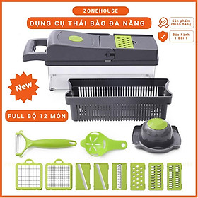 Mua Hộp Cắt Rau Củ Trái Cây ZONEHOUSE (12 phụ kiện)  Kèm Lưỡi Dao Nạo Đa Năng  Bộ Cắt Thái Bào Sợi Củ Quả Hạt giá sỉ cực rẻ