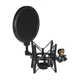 Univerdal Plastic Condenser Microphone Mic Shock Mount Holder Bracket Anti-vibration with Pop Filter for On-line