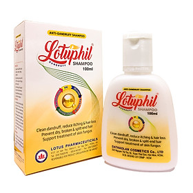 Lotuphil Shampoo 100ml, Dầu Tắm Gội 2 Trong 1, Hết Gàu, Hết Ngứa, Phục Hồi Tóc Khô, Xơ Chẻ Ngọn