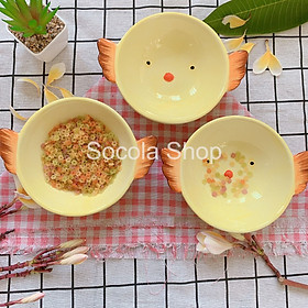 Mua Chén Bát Ăn Dặm Kiểu Nhật Bằng Sứ Hình Gà Có Cánh