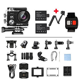 Camera hành động Dragon Touch 4K 16MP Vision 3 Camera chống nước dưới nước Camera thể thao WiFi góc rộng 170 ° có điều khiển từ xa