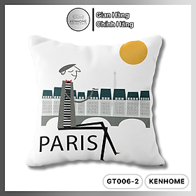 Mua Gối Sofa Họa Tiết NY  Paris  London - Gối Tựa Lưng Sofa Trang Nhã Trang Trí Phòng Khách - Vải Bố Cao Cấp - Kích Thước 45x45cm