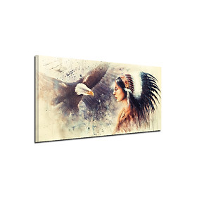 Tranh Sơn Dầu Treo Tường Hình Thổ Dân Châu Mỹ (20x40cm)