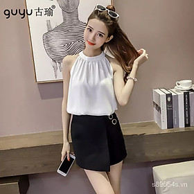 Áo kiểu nữ, Áo sát nách cổ yếm sang chảnh chất Lụa latin cao cấp thoáng mát New Design AO0012