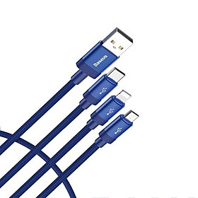 Mua Cáp sạc 3.5A và truyền dữ liệu Baseus Data Faction tích hợp 3 đầu kết nối Type C  Android và iPhone dài 1.2M ( 3 màu) - Hàng chính hãng