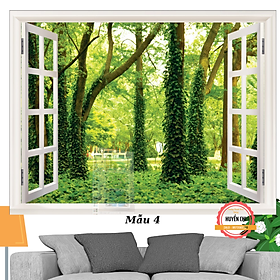 Tranh dán tường 3d Cửa sổ nhìn ra ngoài phong cảnh thiên nhiên-tranh 3d phòng khách, phòng ngủ-Huyền Chi-Đặt theo kích thước yêu cầu