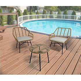 Mua WEGO Bộ bàn ghế ban công - sân vườn - cà phê 2 người ngồi hiện đại// 2 seater rattan outdoor chair and table - Bistro set