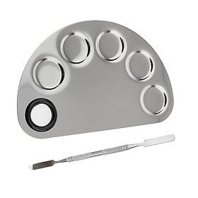 Artist Nail Makeup Foundation Mixing Stainless Steel Spatula Palette w/ Hole