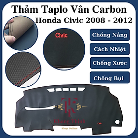 Thảm Da Taplo Dành Cho Xe Honda Civic 2008 - 2012 Vân Carbon Cao Cấp