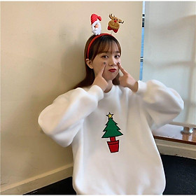 Áo sweater nỉ bông NOEL Unisex nam nữ,Áo khoác nỉ form rộng in hình Giáng sinh dễ thương phong cách teen Hàn video thật