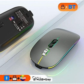 Mua Chuột bluetooth không dây cao cấp TEKKIN M103 sạc Type C - hàng nhập khẩu - Xám/USB+Bluetooth