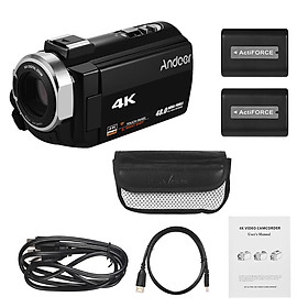Máy Quay Video Kĩ Thuật Số Andoer Cầm Tay 4K HD DV Phóng To 16X Kết Nối WiFi - Đen (3Inch)