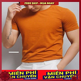 Áo thun trơn nam form rộng phong cách hàn quốc vải poly cotton mịn MÀU CAM SIÊU SALE !! SIÊU SALE