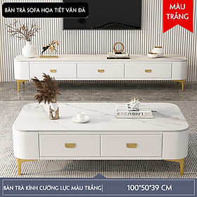 Bàn trà, bàn sofa phòng khách mặt kính cường lực, có hộc để đồ