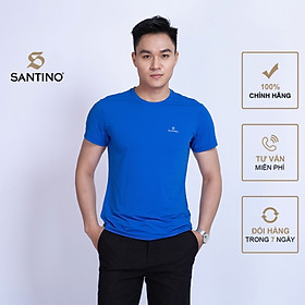Áo thun nam ngắn tay không cổ SANTINO chất liệu Coolmax co giãn kẻ tăm nhỏ, dáng ôm slim, thể thao TSTB285701