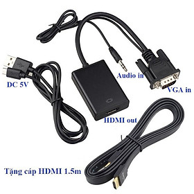 Cáp VGA to HDMI + tặng cáp HDMI 1.5m kết nối máy tính với Tivi