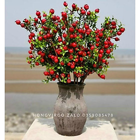 Mua Cành Lựu Giả - Cành Lựu Phú Quý Trang Trí dài 63cm phong thủy thu hút tài lộc