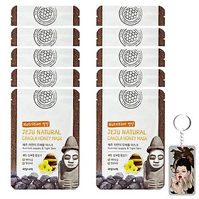 Bộ 10 miếng mặt nạ mật ong Jeju Canoda Honey Mask Hàn Quốc 10x20g +Móc khóa