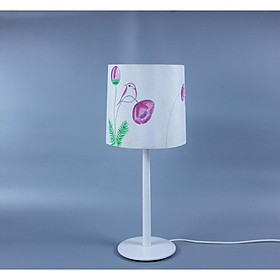 Đèn bàn gỗ chú chim mùa xuân Gỗ tự nhiên, vải thô đũi Hà Đông vẽ tay