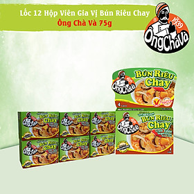 Lốc 12 Hộp Viên Gia Vị Bún Riêu Chay Ông Chà Và 75g (Crab Taste Vegetable Soup Cubes)