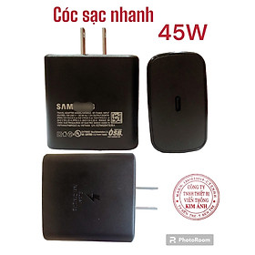 Củ sạc nhanh công suất 45W, chân dẹp dùng cho các máy đời cao, Màu đen nhám, hàng chính hãng