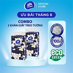 [2 GÓI KHĂN TREO TƯỜNG TẶNG 1 MÓC TREO] Khăn giấy treo tường cao cấp Vinda Prestige 4D 3 lớp 212 tờ