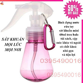 Bình đựng nước rửa tay sát khuẩn mini 60ml treo balo túi xách, cặp móc khóa vỏ ngoài có chốt khoá nhỏ gọn và tiện lợi