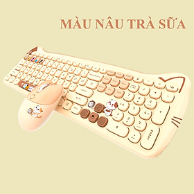 Mua Bộ bàn phím và chuột không dây MOFII KITTY PLUS full size 104 phím với hình dáng tai mèo dễ thương kết nối bằng chip USB 2.4GHz - Hàng Chính Hãng