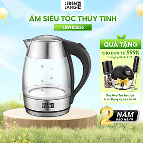 Ấm siêu tốc thủy tinh LEBENLANG LBWE2626 bằng thủy tinh chịu nhiệt - hàng chính hãng