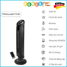 Quạt Tháp Kiêm Sưởi Ấm ROWENTA Intense Comfort SO9420, 3 Cấp Độ Gió, Sưởi Ấm Không Khô Da, Cảm Biến Tự Điều Chỉnh Nhiệt Độ, Độ Thấp Cực Thấp 50 dB, Công Suất 2000W - Hàng Nhập Khẩu Đức