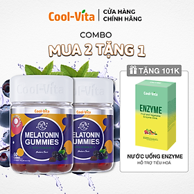 Combo 2 Hộp Kẹo Dẻo Melatonin Hỗ Trợ Giấc Ngủ Ngon Sleep Well Gummies & Hỗ Trợ Giảm Căng Thẳng Vị Việt Quất Kết Hợp Vitamin B6 Coolvita – (60 viên x 3g)/hộp