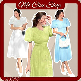 ĐẦM XÒE XỐP Ô TAY PHỒNG NÚT BỌC  13760