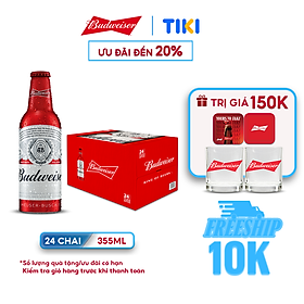 Thùng 24 Chai Budweiser Aluminum Chính Hãng (355ml/ chai)