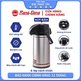 Phích đựng nước Rạng Đông nút bấm 2 lít Model: RD-2045ST3.E