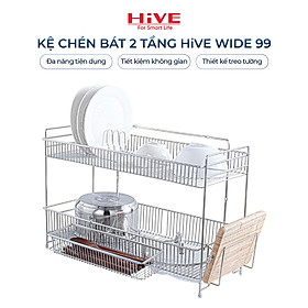 Giá úp chén bát WIDE 99 Shelf 2 Tầng inox Cao Cấp