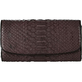 Ví nữ da trăn Huy Hoàng 3 gấp màu nâu HT3337