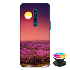 Ốp lưng điện thoại Oppo Reno 10X Zoom hình Hoa Tím Hoàng Hôn tặng kèm giá đỡ điện thoại iCase xinh xắn - Hàng chính hãng
